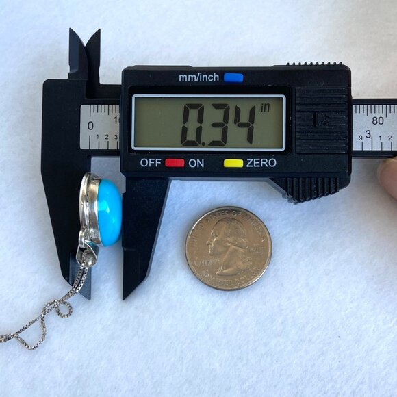 VTG Sterling Silver 925 Taxco Mexico Turquoise Cabochon Pendant Necklace 18" - Picture 16 of 16